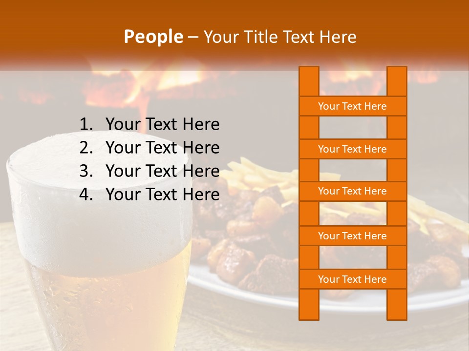 A Plate Of Food And A Glass Of Beer On A Table PowerPoint Template