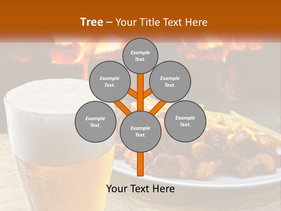 A Plate Of Food And A Glass Of Beer On A Table PowerPoint Template