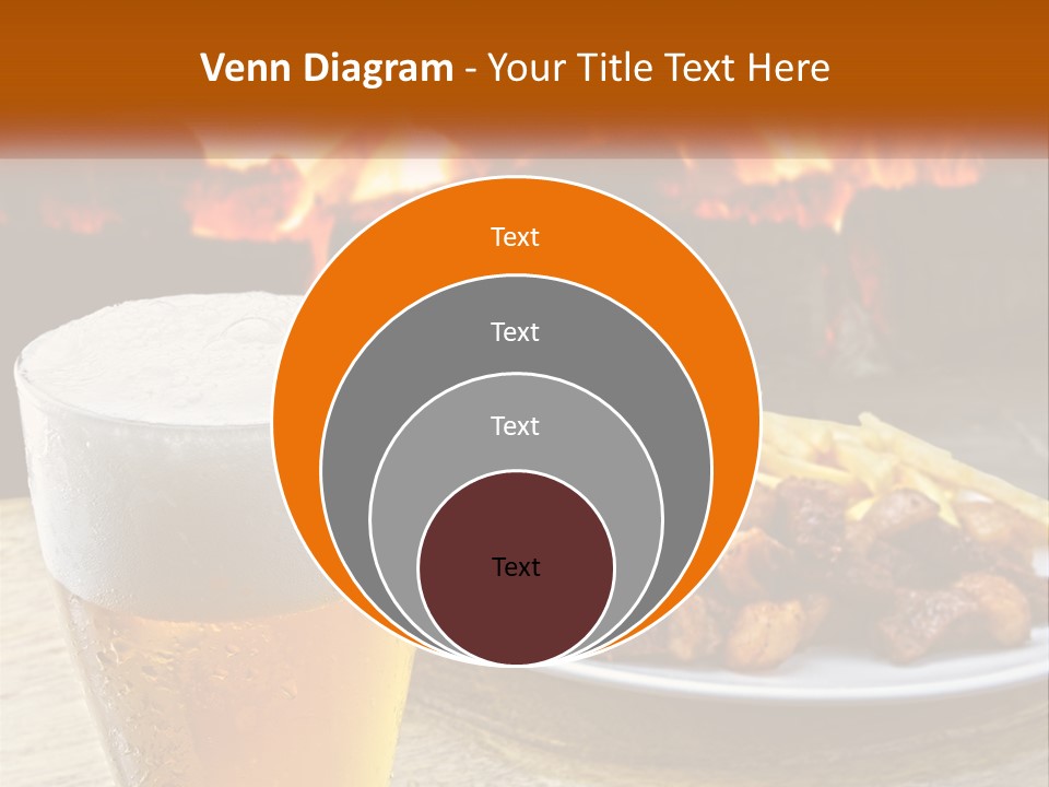 A Plate Of Food And A Glass Of Beer On A Table PowerPoint Template