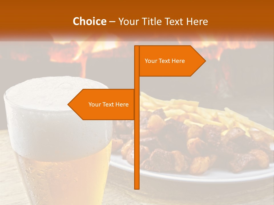 A Plate Of Food And A Glass Of Beer On A Table PowerPoint Template