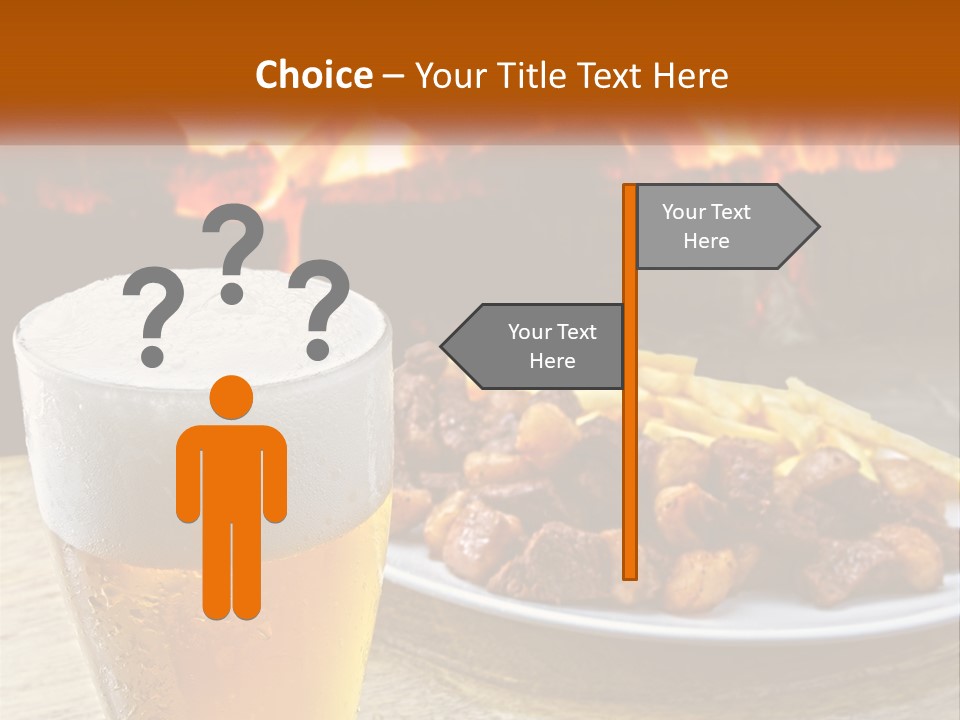 A Plate Of Food And A Glass Of Beer On A Table PowerPoint Template