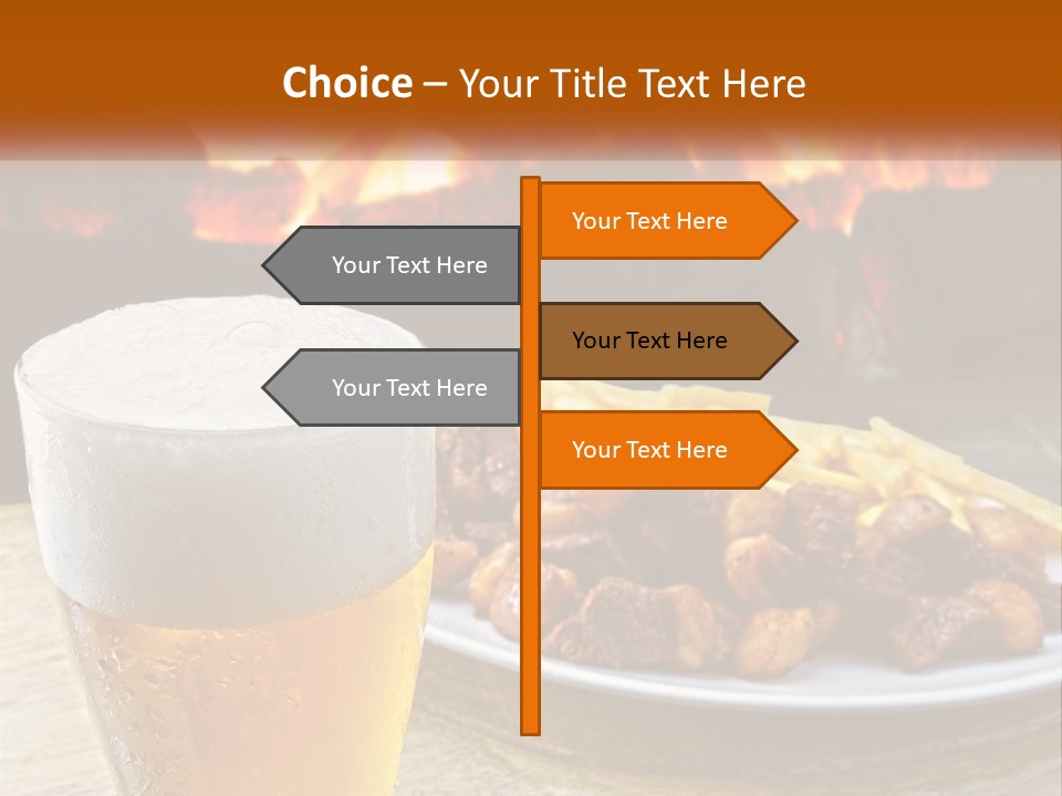 A Plate Of Food And A Glass Of Beer On A Table PowerPoint Template