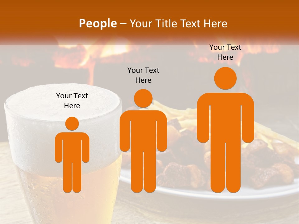 A Plate Of Food And A Glass Of Beer On A Table PowerPoint Template