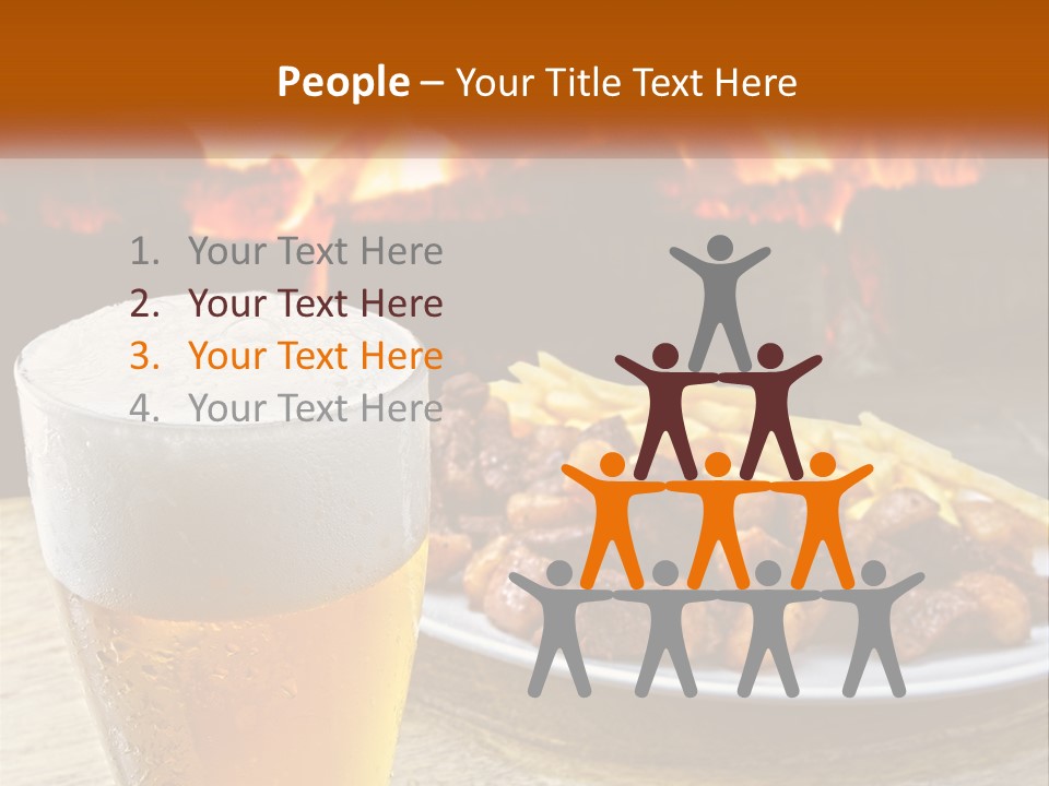 A Plate Of Food And A Glass Of Beer On A Table PowerPoint Template