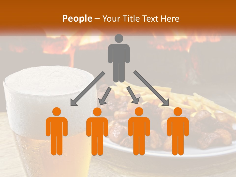 A Plate Of Food And A Glass Of Beer On A Table PowerPoint Template