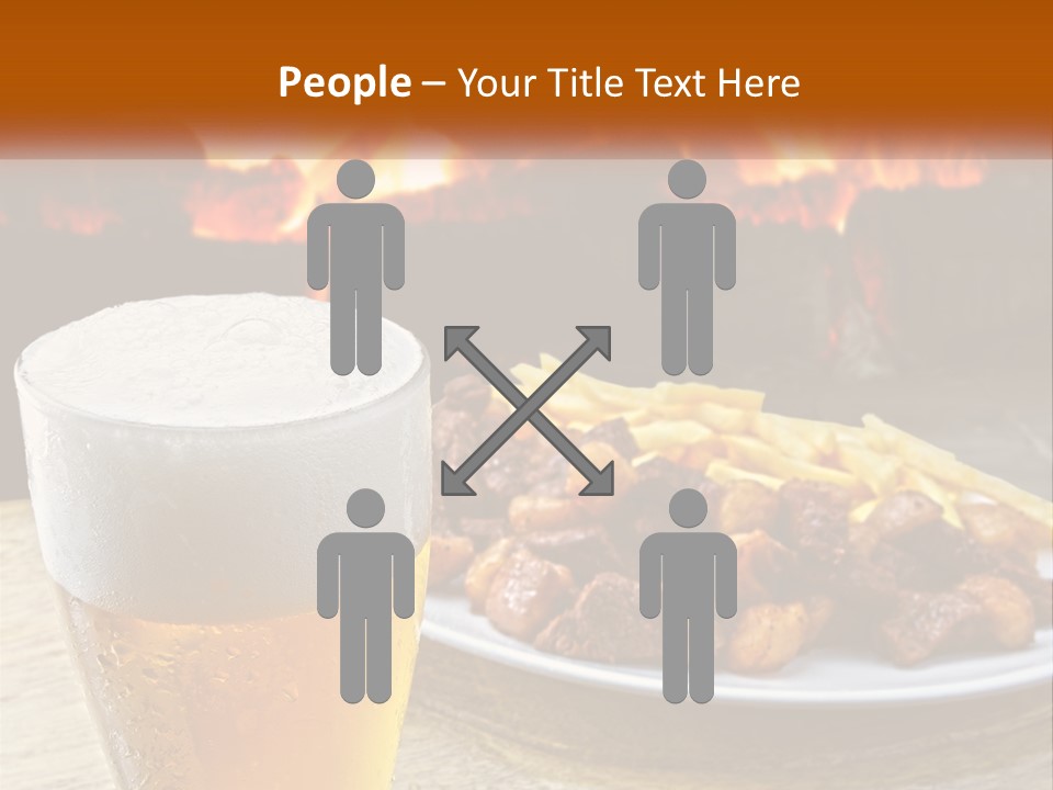 A Plate Of Food And A Glass Of Beer On A Table PowerPoint Template