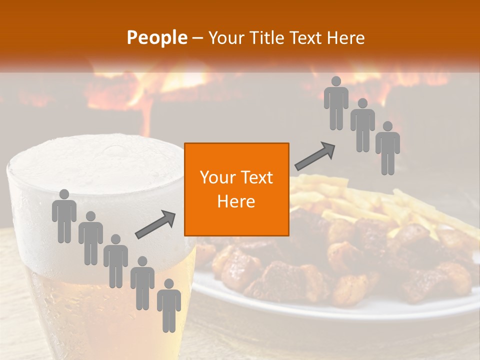 A Plate Of Food And A Glass Of Beer On A Table PowerPoint Template