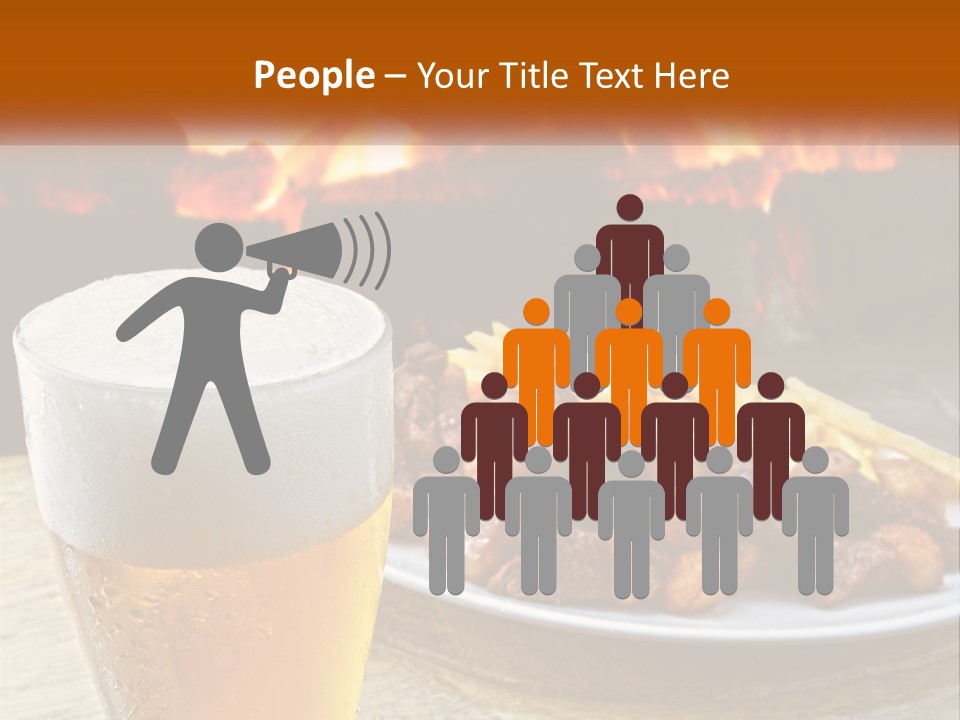 A Plate Of Food And A Glass Of Beer On A Table PowerPoint Template