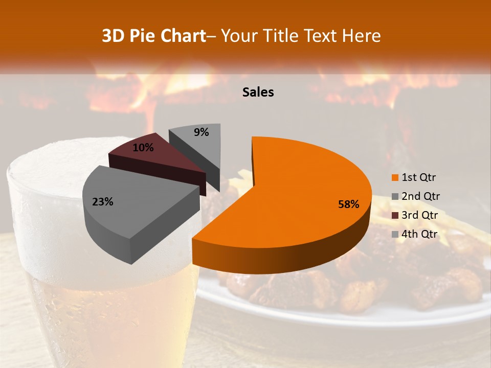 A Plate Of Food And A Glass Of Beer On A Table PowerPoint Template