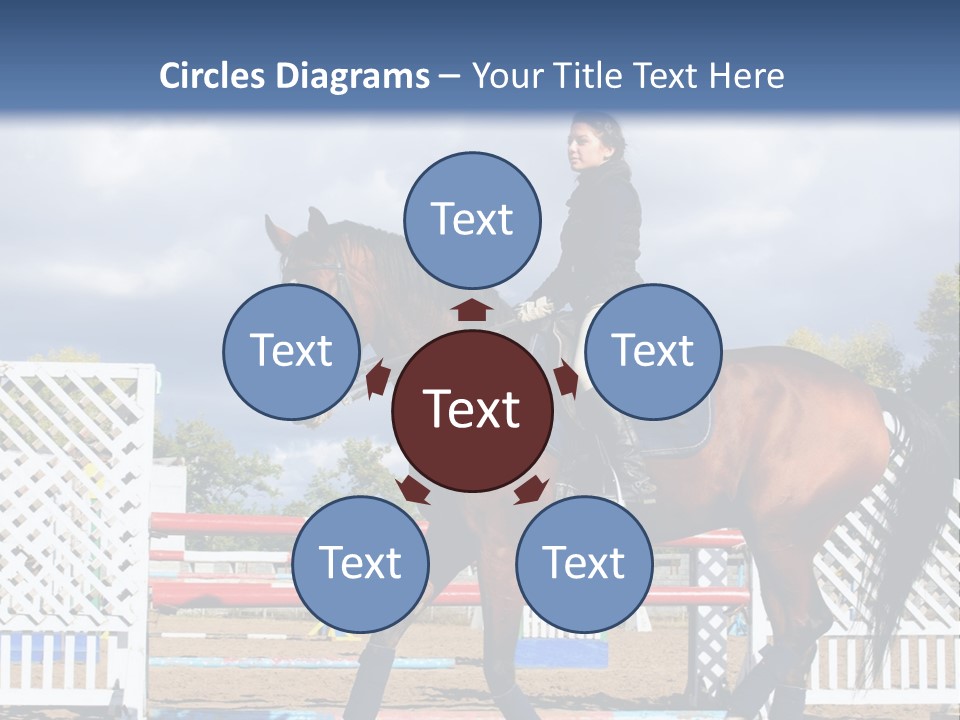 A Woman Riding On The Back Of A Brown Horse PowerPoint Template