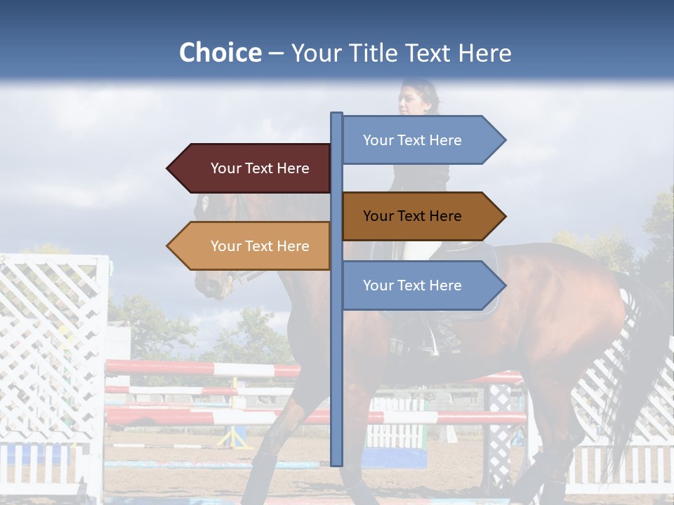 A Woman Riding On The Back Of A Brown Horse PowerPoint Template
