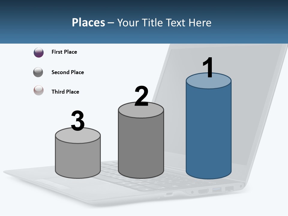 A Laptop Computer Sitting On Top Of A White Table PowerPoint Template