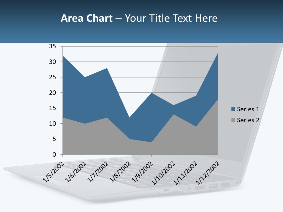 A Laptop Computer Sitting On Top Of A White Table PowerPoint Template