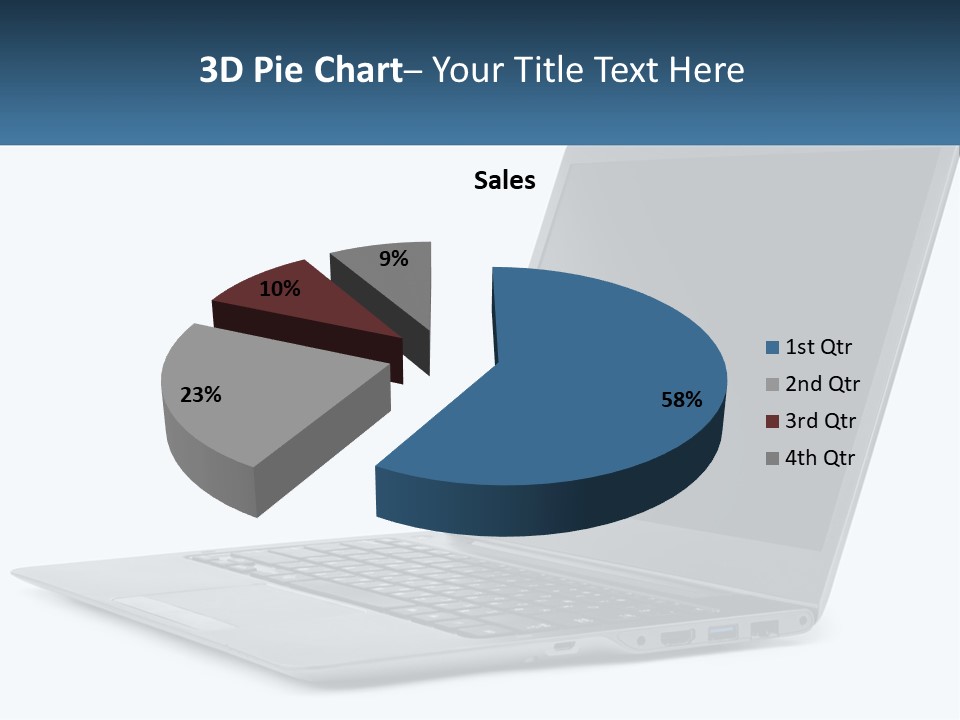 A Laptop Computer Sitting On Top Of A White Table PowerPoint Template