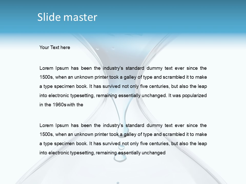 A Blue And White Hourglass With Water In It PowerPoint Template