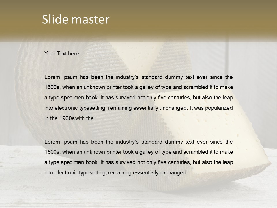 A Piece Of Cheese On Top Of A Wooden Table PowerPoint Template