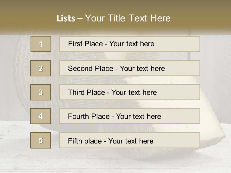 A Piece Of Cheese On Top Of A Wooden Table PowerPoint Template