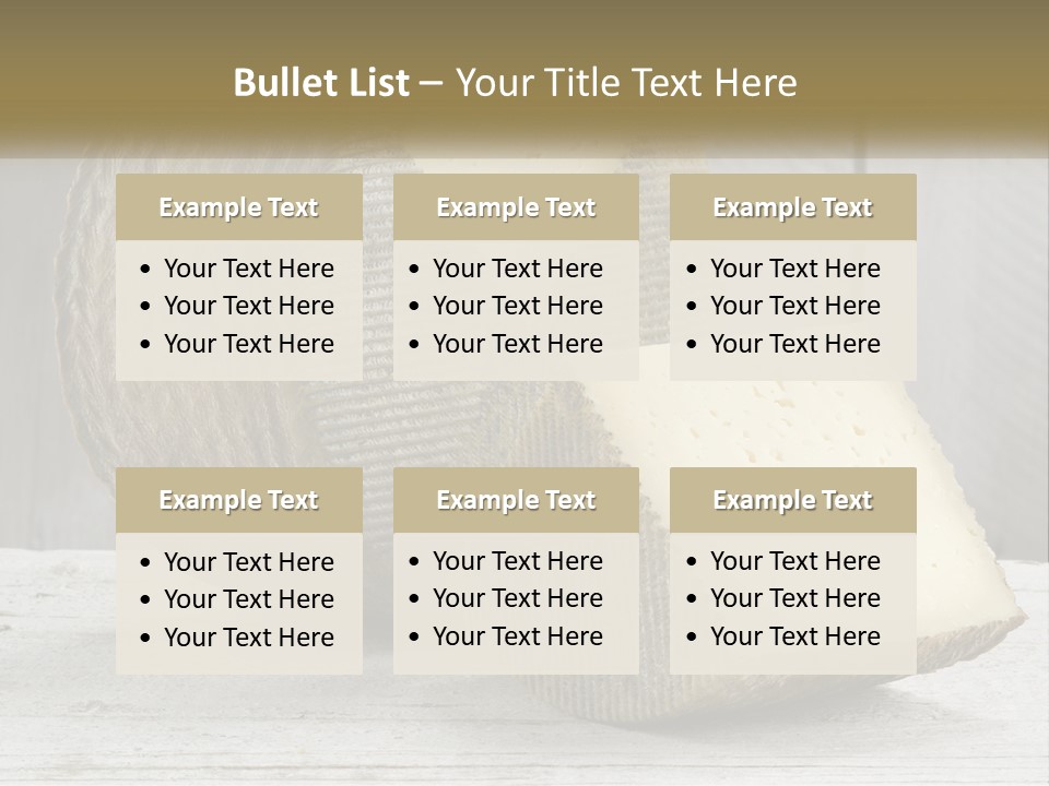 A Piece Of Cheese On Top Of A Wooden Table PowerPoint Template