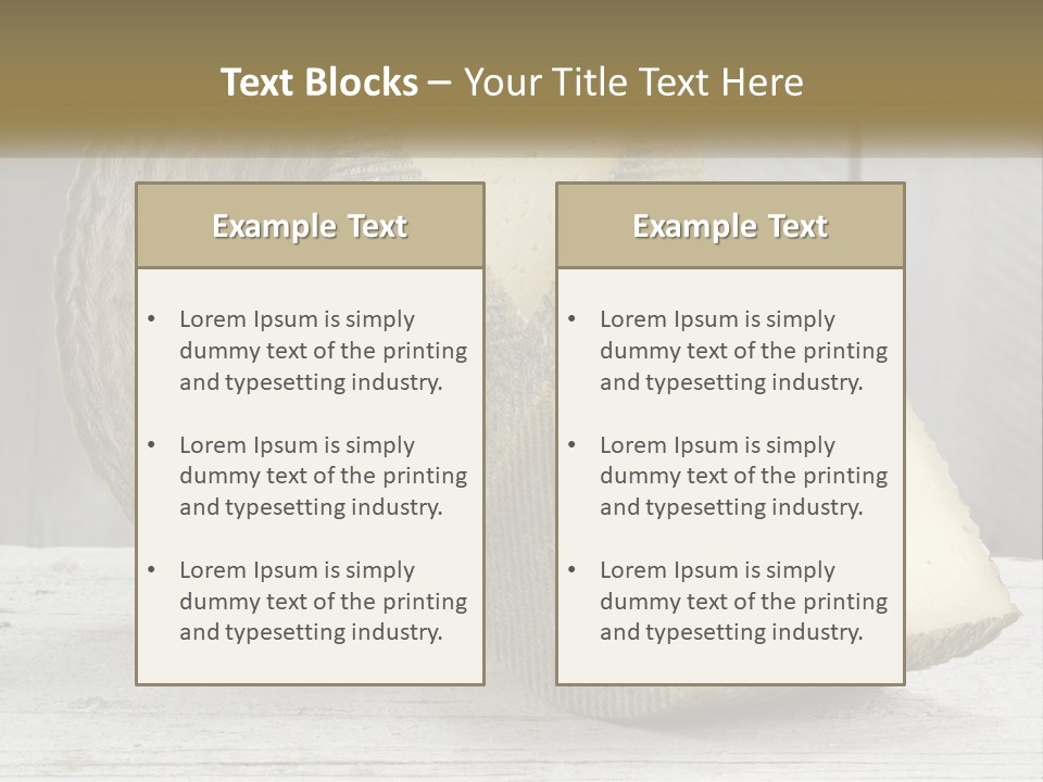A Piece Of Cheese On Top Of A Wooden Table PowerPoint Template