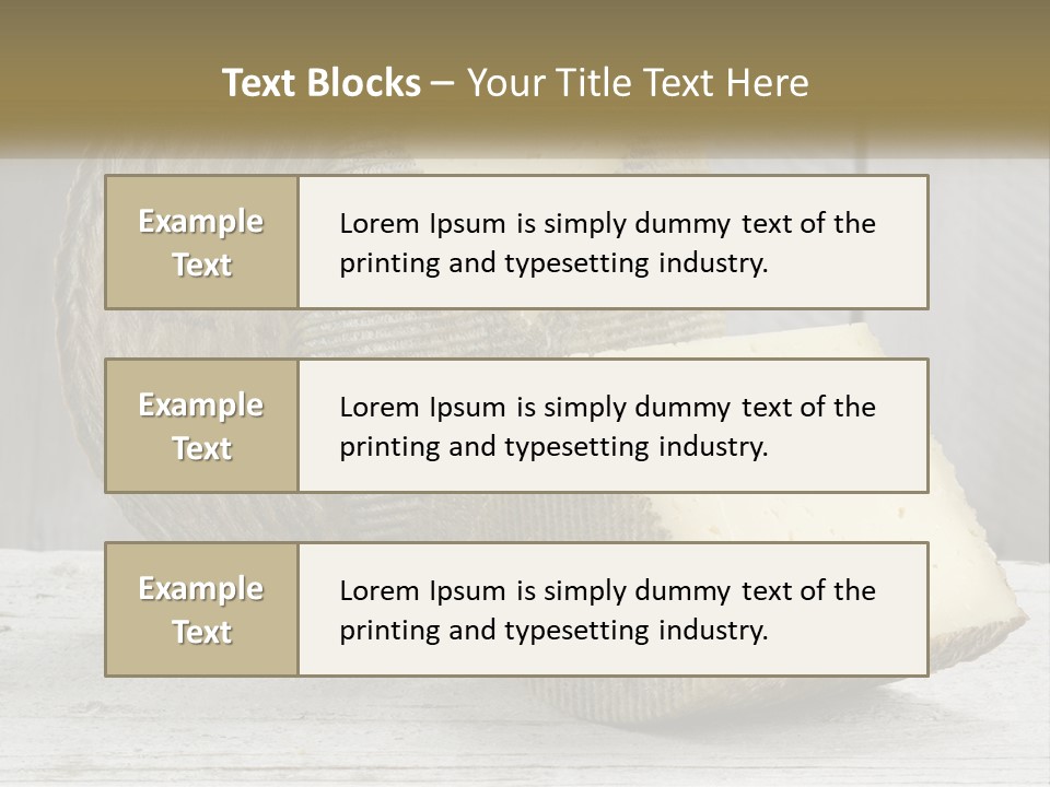 A Piece Of Cheese On Top Of A Wooden Table PowerPoint Template