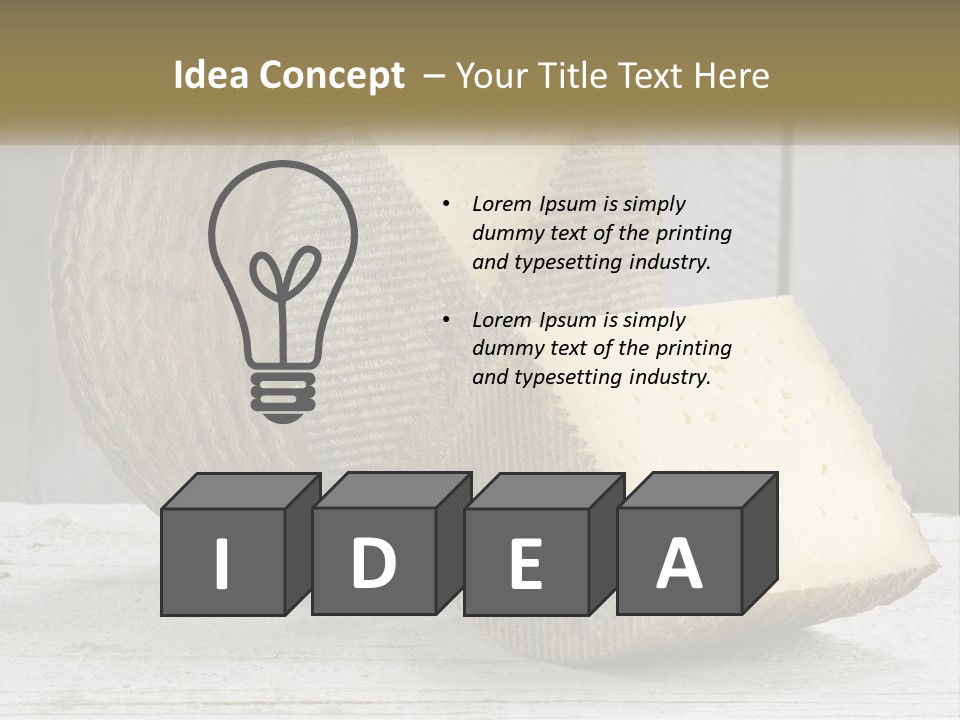 A Piece Of Cheese On Top Of A Wooden Table PowerPoint Template