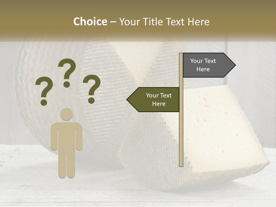 A Piece Of Cheese On Top Of A Wooden Table PowerPoint Template