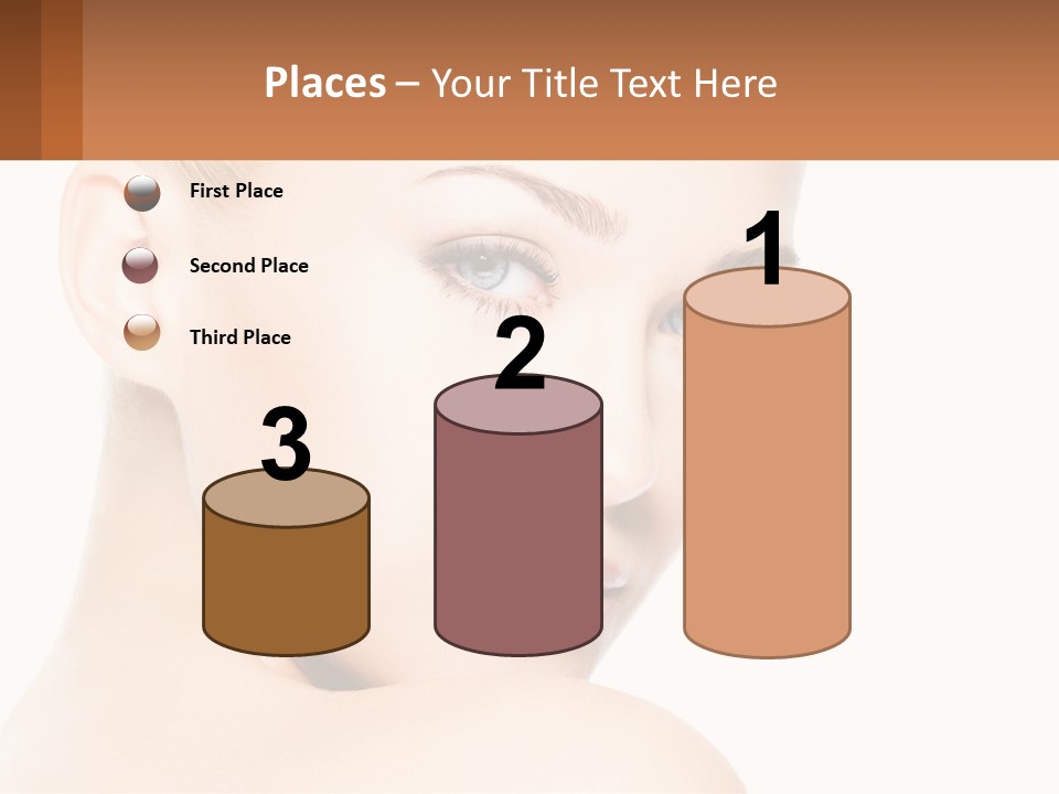 A Beautiful Woman With Blue Eyes Is Shown In This Powerpoint Presentation PowerPoint Template