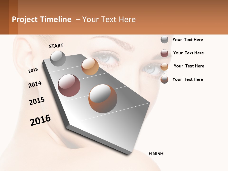 A Beautiful Woman With Blue Eyes Is Shown In This Powerpoint Presentation PowerPoint Template