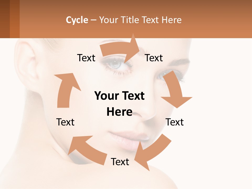 A Beautiful Woman With Blue Eyes Is Shown In This Powerpoint Presentation PowerPoint Template