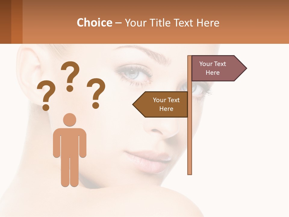 A Beautiful Woman With Blue Eyes Is Shown In This Powerpoint Presentation PowerPoint Template
