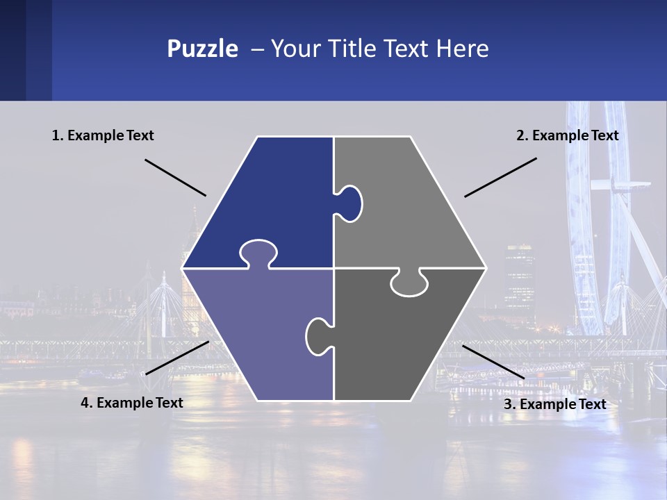A City Skyline At Night With A Ferris Wheel In The Foreground PowerPoint Template