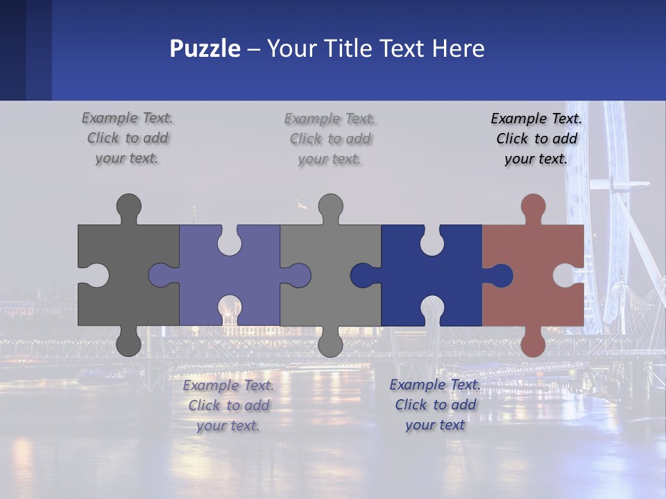 A City Skyline At Night With A Ferris Wheel In The Foreground PowerPoint Template