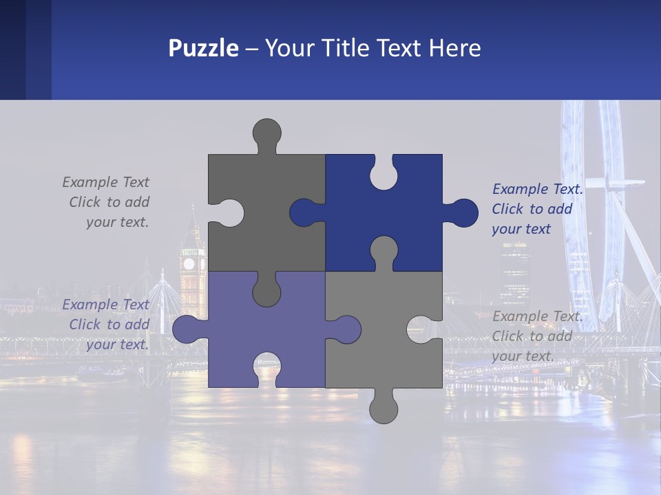 A City Skyline At Night With A Ferris Wheel In The Foreground PowerPoint Template