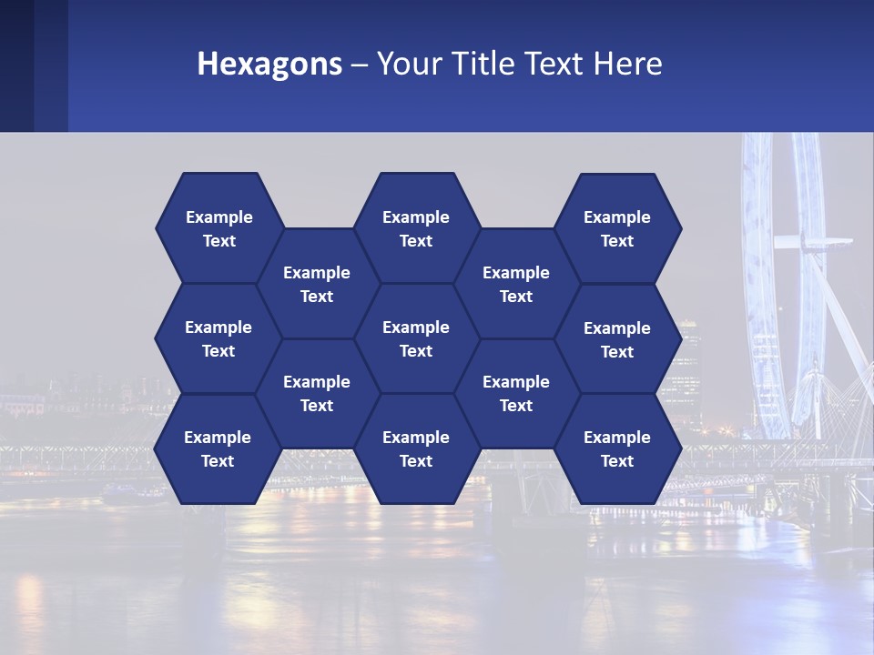 A City Skyline At Night With A Ferris Wheel In The Foreground PowerPoint Template