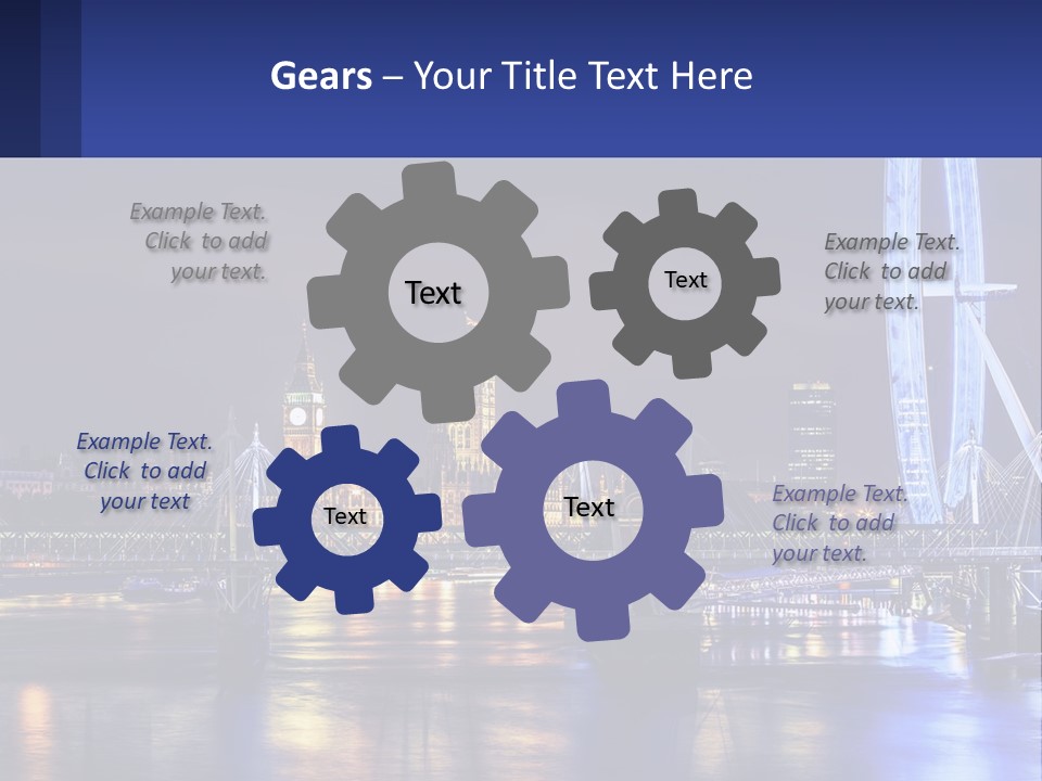 A City Skyline At Night With A Ferris Wheel In The Foreground PowerPoint Template