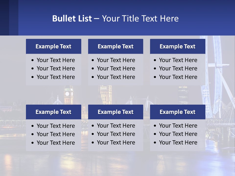 A City Skyline At Night With A Ferris Wheel In The Foreground PowerPoint Template