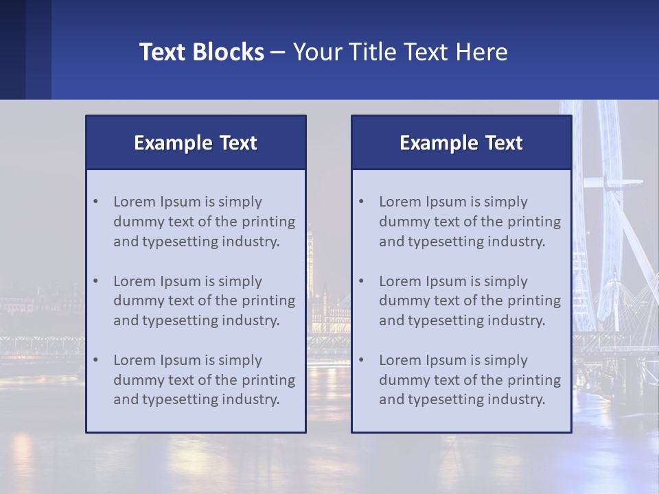 A City Skyline At Night With A Ferris Wheel In The Foreground PowerPoint Template