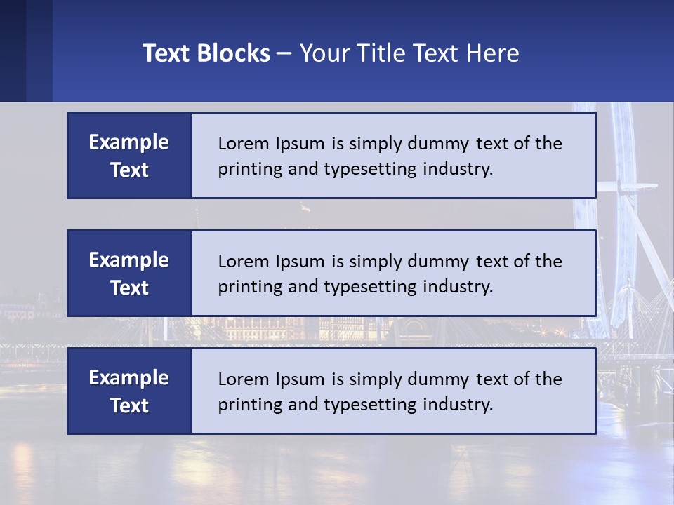 A City Skyline At Night With A Ferris Wheel In The Foreground PowerPoint Template