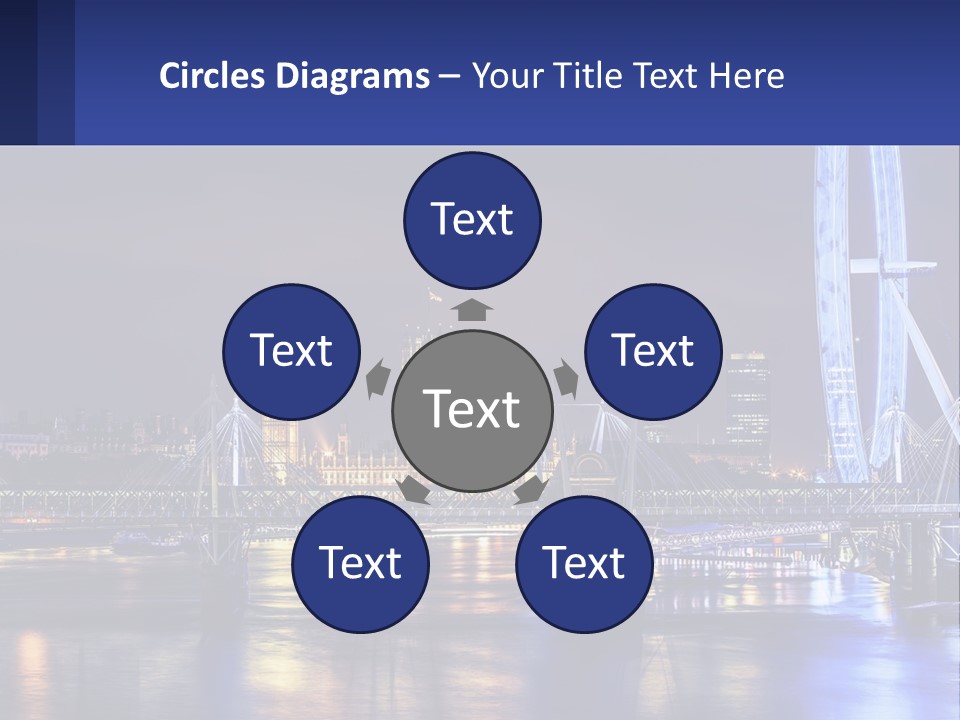 A City Skyline At Night With A Ferris Wheel In The Foreground PowerPoint Template