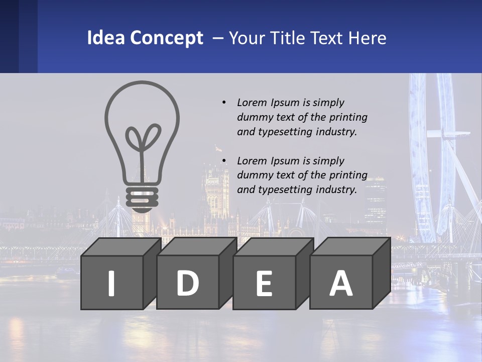 A City Skyline At Night With A Ferris Wheel In The Foreground PowerPoint Template
