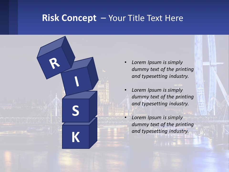 A City Skyline At Night With A Ferris Wheel In The Foreground PowerPoint Template