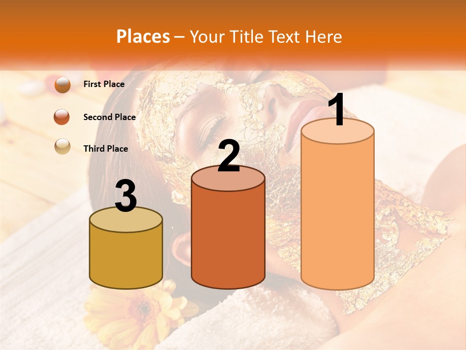 A Woman With Gold Facial Mask On Her Face PowerPoint Template