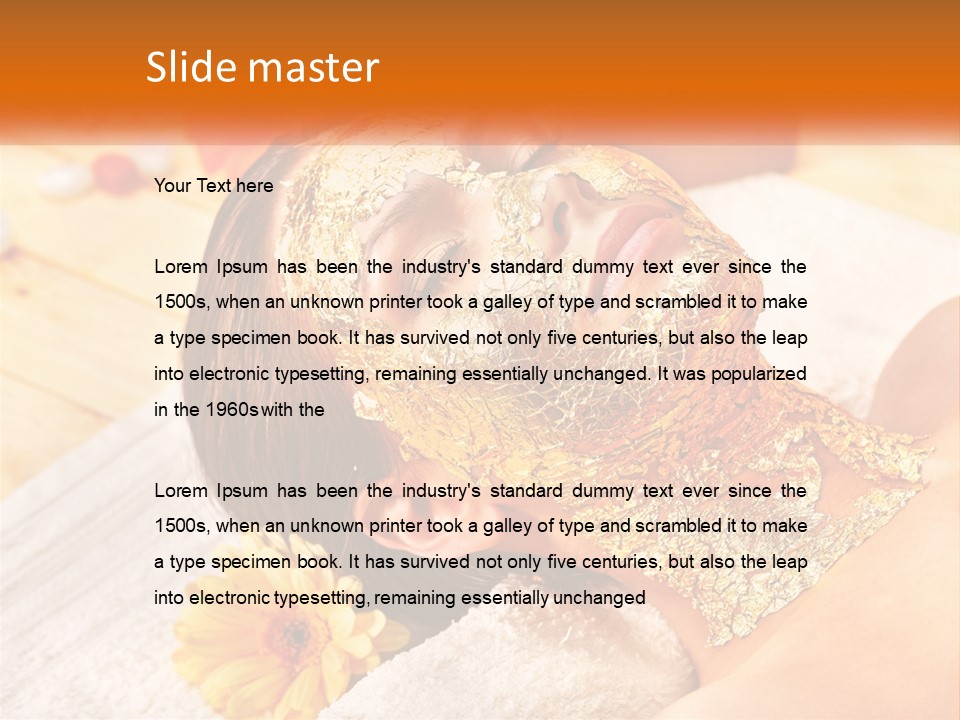 A Woman With Gold Facial Mask On Her Face PowerPoint Template