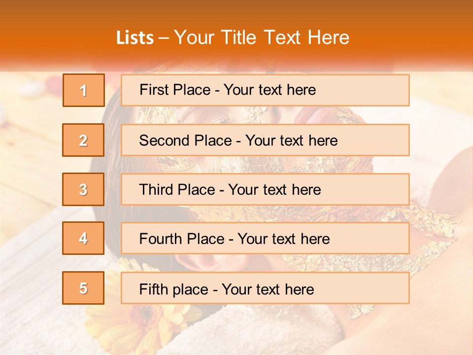 A Woman With Gold Facial Mask On Her Face PowerPoint Template