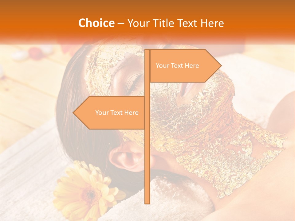 A Woman With Gold Facial Mask On Her Face PowerPoint Template