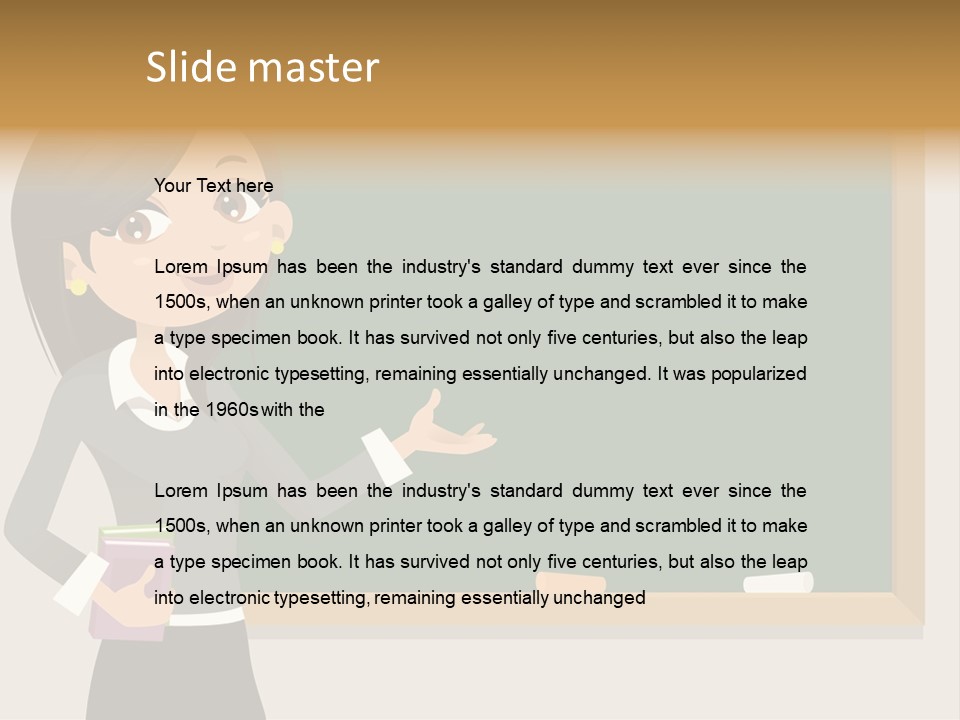 A Woman Standing In Front Of A Blackboard PowerPoint Template