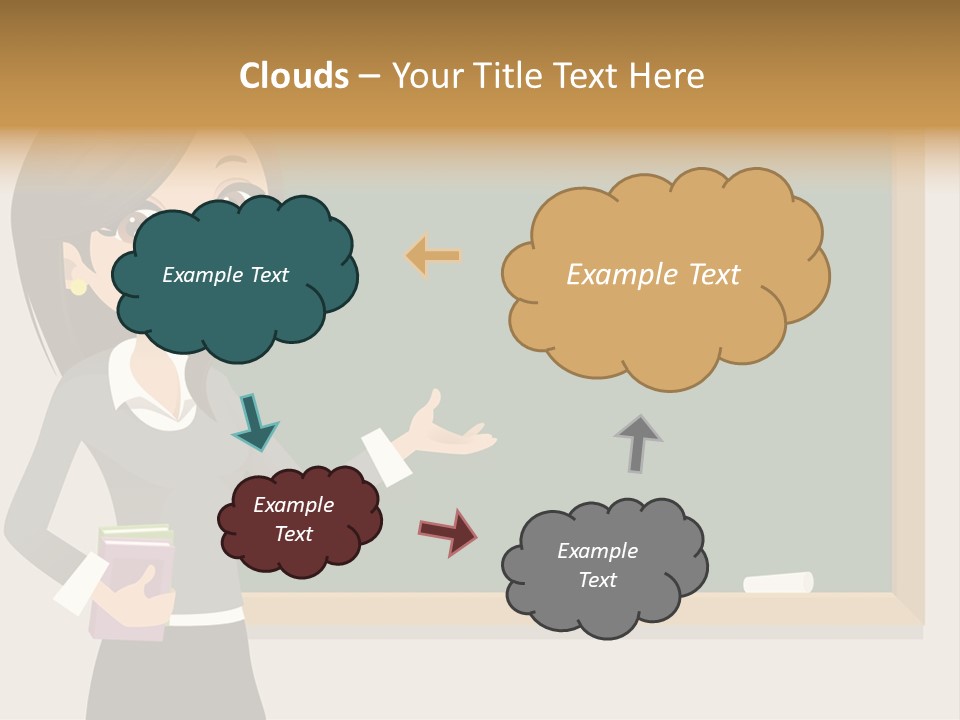 A Woman Standing In Front Of A Blackboard PowerPoint Template