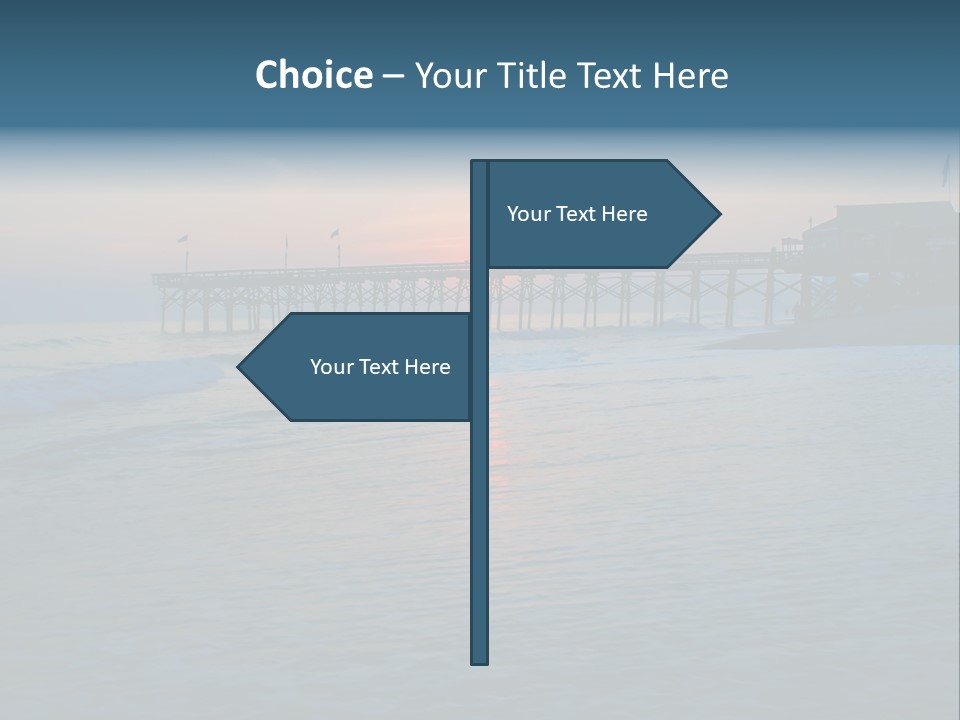 A Pier On The Beach With The Sun Setting In The Background PowerPoint Template
