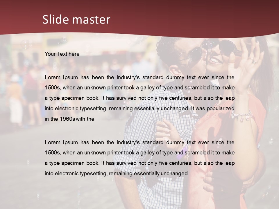 A Man And Woman Are Kissing In Front Of A Crowd Of People PowerPoint Template