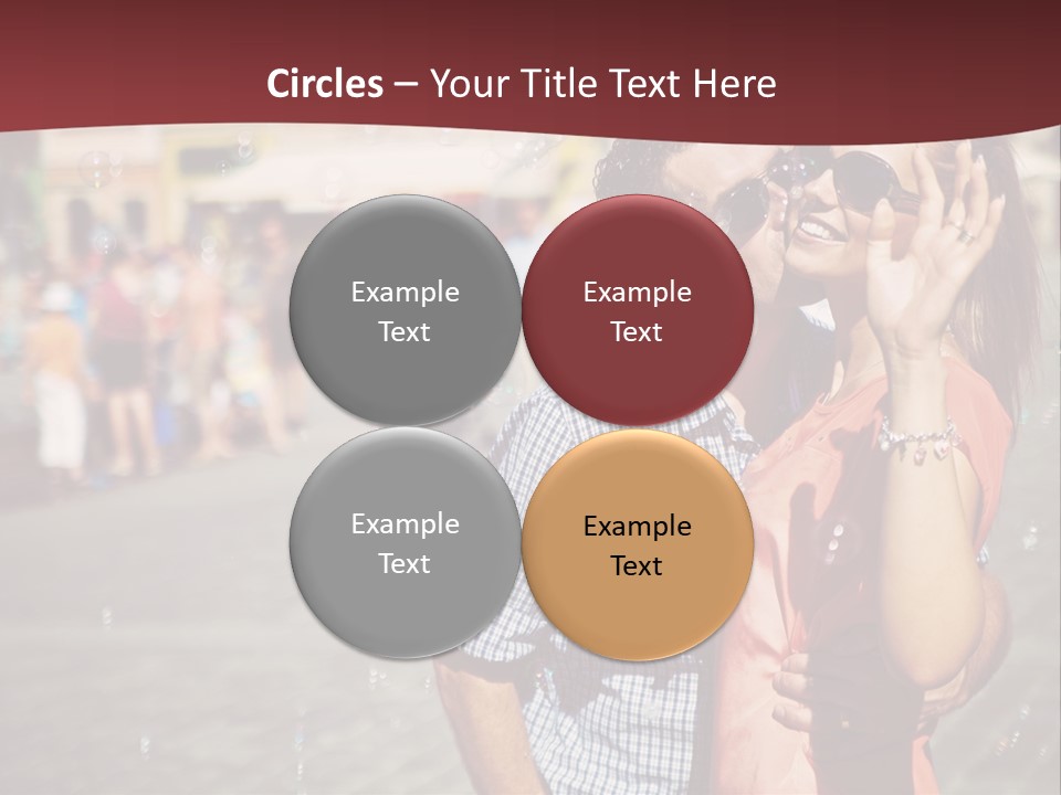 A Man And Woman Are Kissing In Front Of A Crowd Of People PowerPoint Template